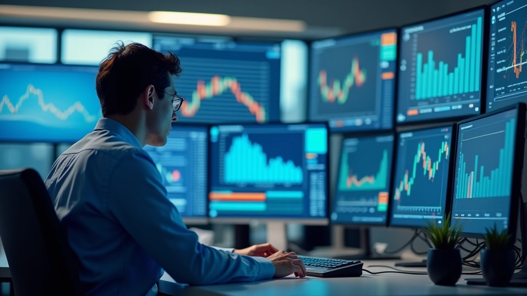 Data pipeline visualization showing financial data flowing through processing stages into written report narratives